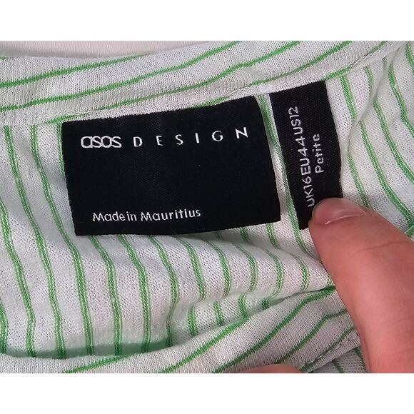 Asos curve 12P 12 PETITE EUC green striped casual comfort tunic top 1/2 sleeve - Picture 7 of 11